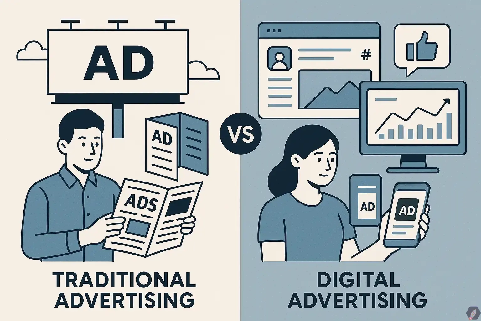 مقایسه تصویری تبلیغات سنتی و دیجیتال - بلد سئو